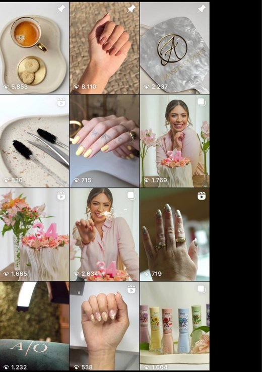 Feed de @amandaoliveiraesmalteria depois da gestão da REC INNOVE